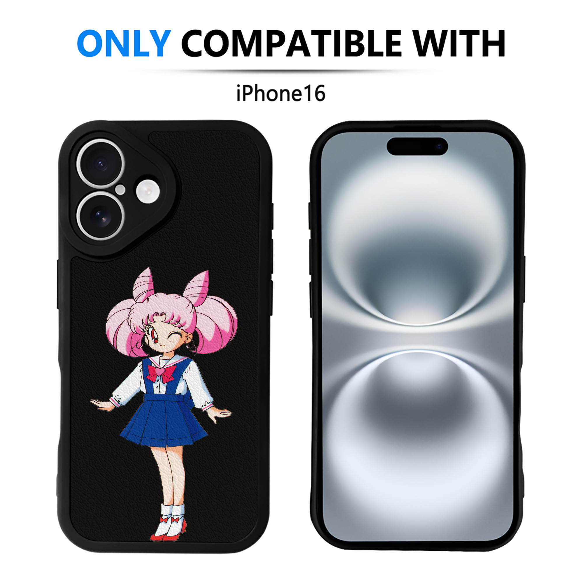 （画像用） 美少女戦士セーラームーン ちびうさ Sailor Moon Chibiusa Tsukino Usagi Small Lady Serenity 【iPhone 16シリーズ対応】シリコンスマホケース（レザー調） 材質：シリコン